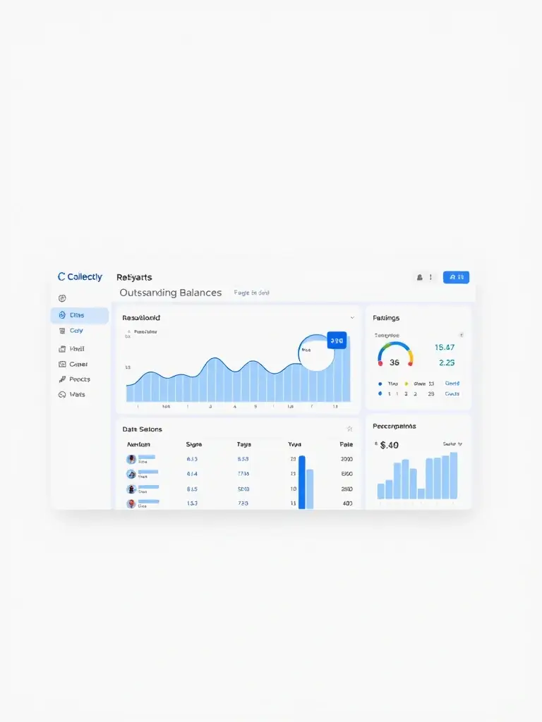 A screenshot of Collectly's dashboard, showcasing the outstanding balances tracking feature with clear visualizations and data representation.